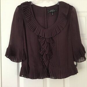 Robert Rodriquez Pearl Button Blouse, Size 2, Color Raisin, NWT